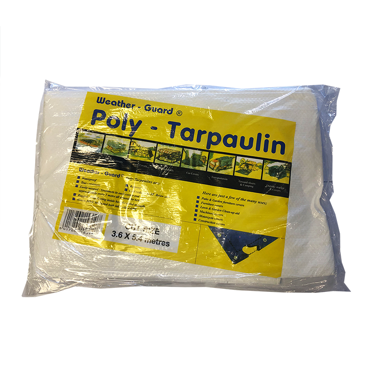 WHITE TARPAULIN WITH EYELETS - POLYETHYLENE WEATHER COVER - PGS Supplies 21 Ltd