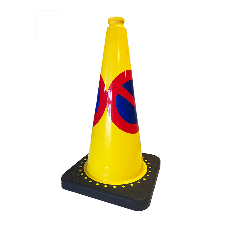 SAFETY FLOOR CONE 0.5M TALL - YELLOW WITH WARNING SIGNS - PGS Supplies 21 Ltd
