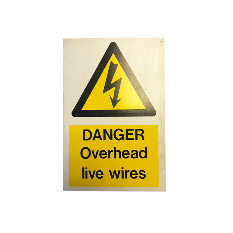 DANGER OVERHEAD LIVE WIRES SIGN - PLASTIC BOARD (SIGN ONLY) - PGS Supplies 21 Ltd