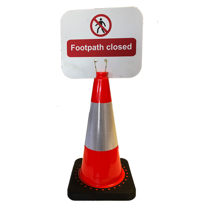 FOOTPATH CLOSED SIGN - TRAFFIC CONE CLIP-ON PLASTIC BOARD (SIGN ONLY) - PGS Supplies 21 Ltd