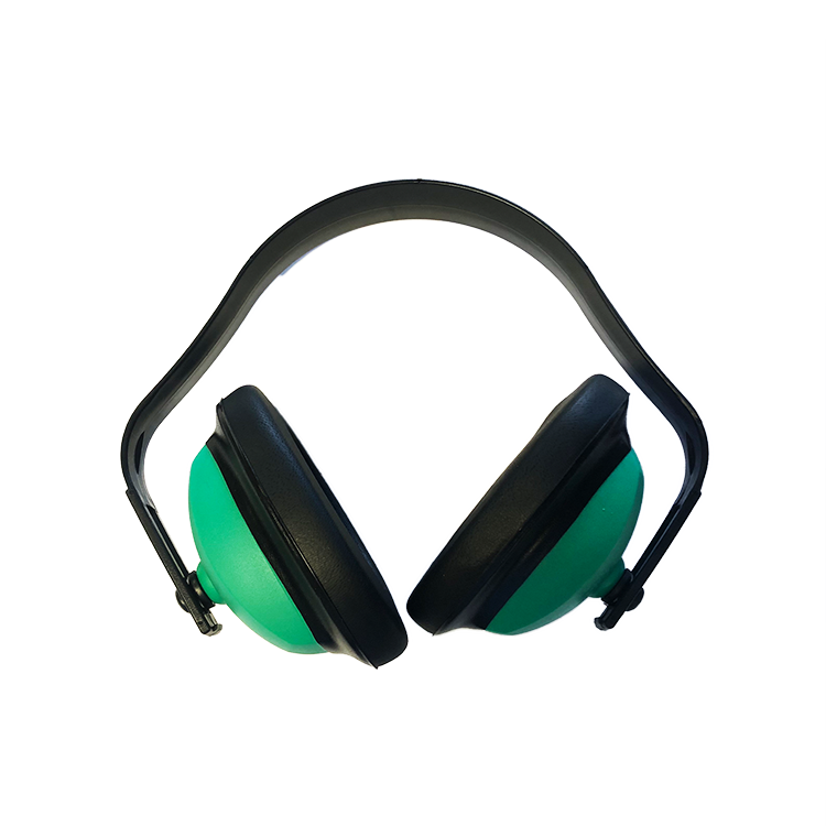FOAM CUSHIONED EAR MUFF DEFENDERS - ADJUSTABLE WITH PLASTIC GREEN CASING - PGS Supplies 21 Ltd