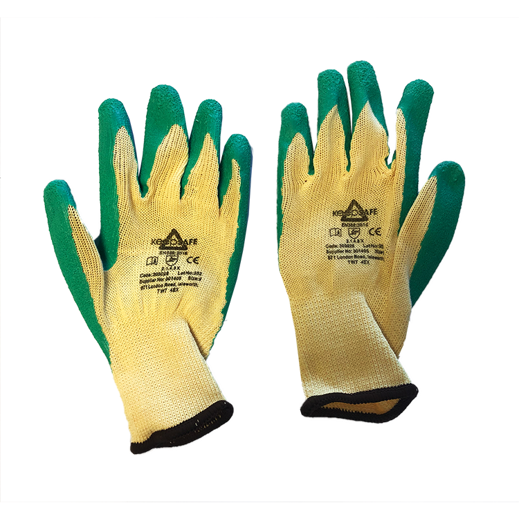 GREEN & WHITE PVC COATED PALM WORKER GLOVES - PGS Supplies 21 Ltd