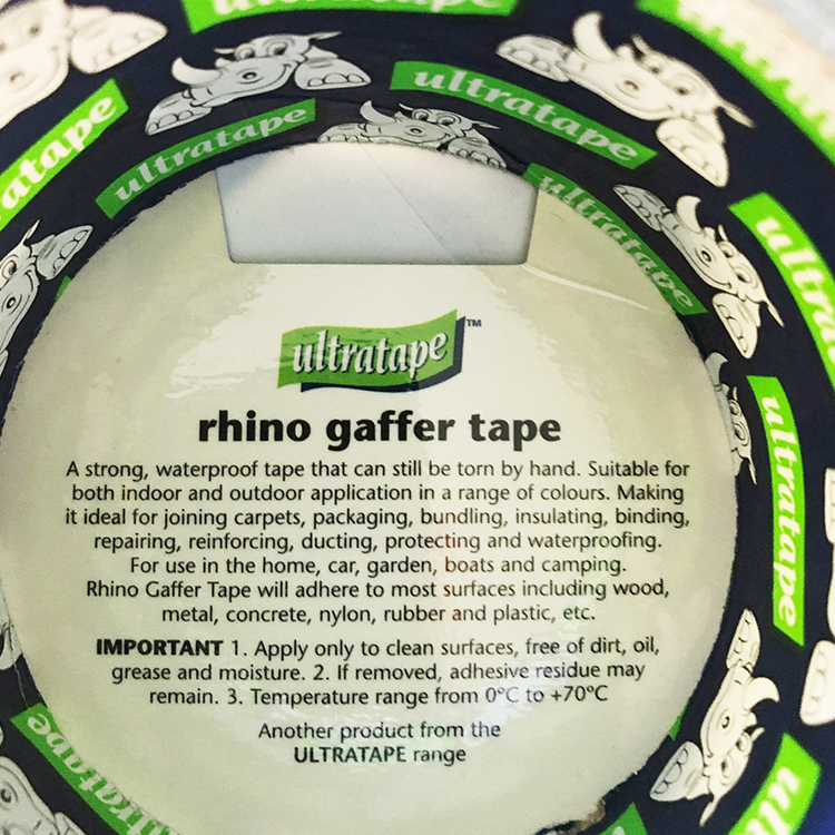 RHINO GAFFER TAPE - 50M REEL WATERPROOF, MULTIPURPOSE CLOTH TAPE - PGS Supplies 21 Ltd