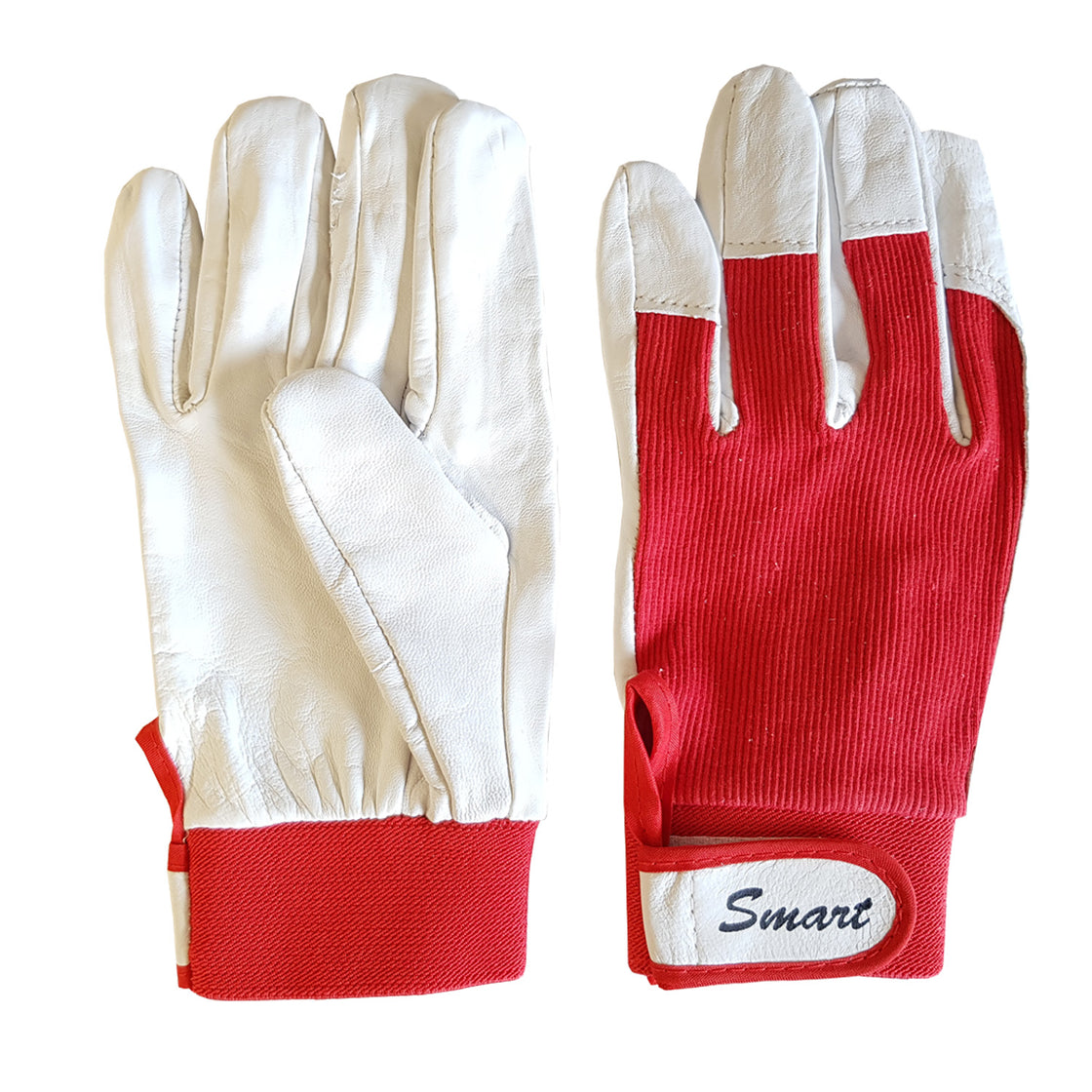 RED & WHITE LEATHER WORKER GLOVES - PGS Supplies 21 Ltd