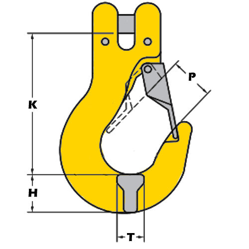GRADE 80 CLEVIS SLING HOOK WITH SAFETY CATCH - PGS Supplies 21 Ltd